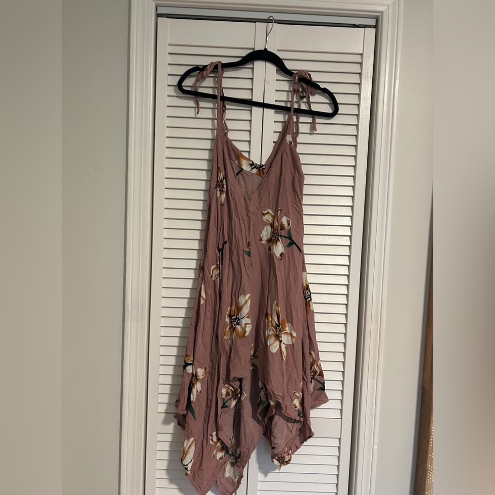 Easel Flowy Floral  Tie Strap Trapeze Dress